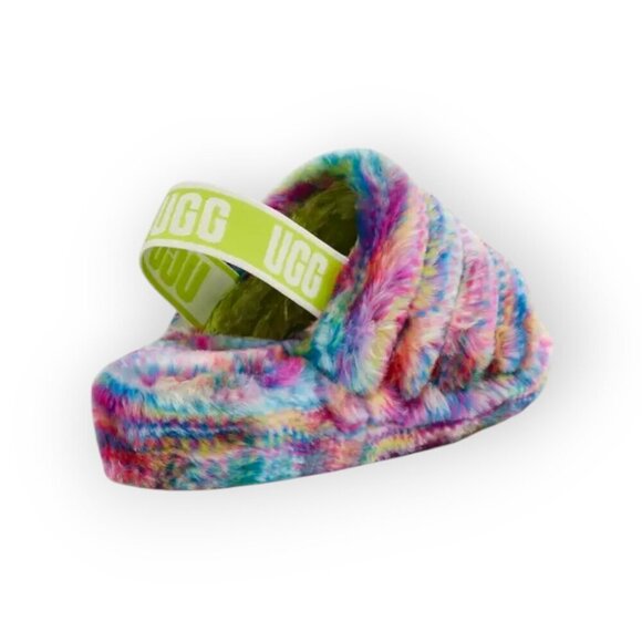 UGG Women's Fluff Yeah Pixelate Rainbow Slip-On Sandals Size 7 - Picture 6 of 14